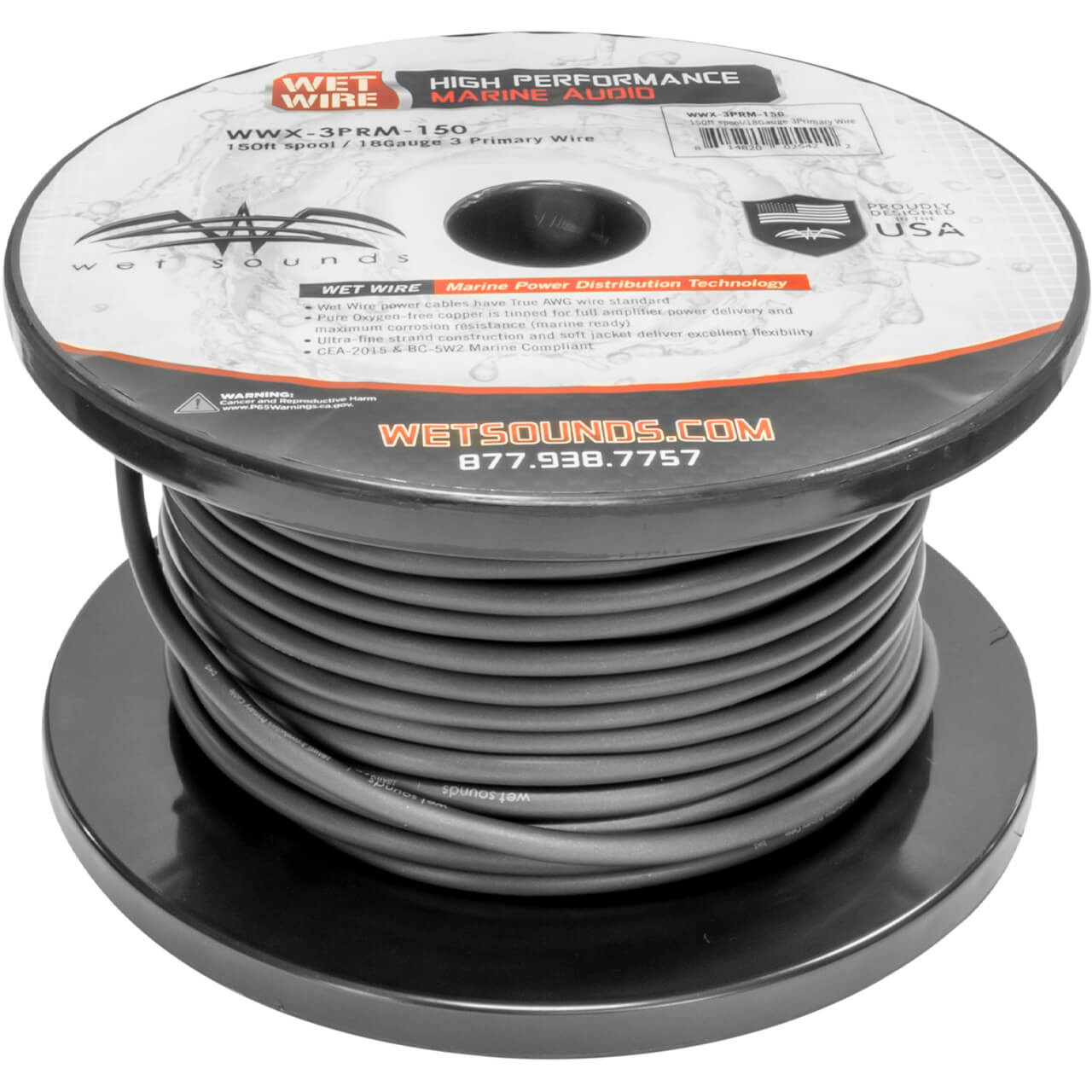 3 Conductor 18GA Primary Wire 150' Spool | Wet Sounds
