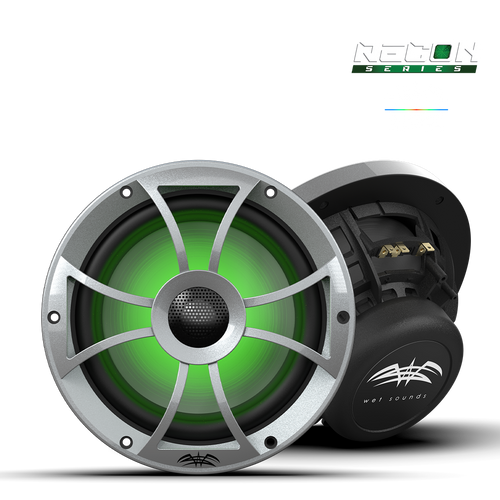 Wet Sounds RECON 8 inch marine speaker with XS-Silver RGB grille lighting