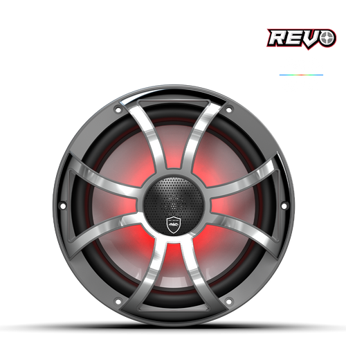 Wet Sounds™ REVO Series 10-inch High-Output Component Style Coaxial Speakers w/ XS-Gunmetal-Stainless Steel RGB Grilles Wet Sounds™ REVO Series 10-inch High-Output Component Style Coaxial Speakers w/ XS-Gunmetal-Stainless Steel RGB Grilles