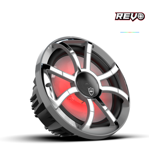 Wet Sounds™ REVO Series 10-inch High-Output Component Style Coaxial Speakers w/ XS-Gunmetal-Stainless Steel RGB Grilles Wet Sounds™ REVO Series 10-inch High-Output Component Style Coaxial Speakers w/ XS-Gunmetal-Stainless Steel RGB Grilles