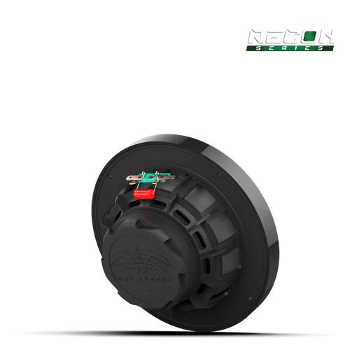 Angled view of RECON 6 marine speaker showcasing XS-Black grille design