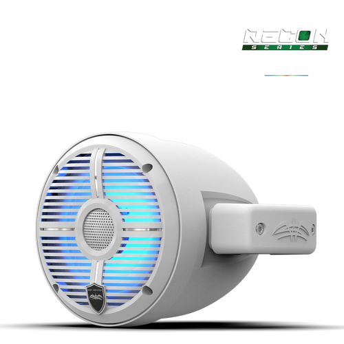 Wet Sounds 6.5-Inch Coaxial Tower Speakers w/ XW-White RGB Grilles - Front Left Blue