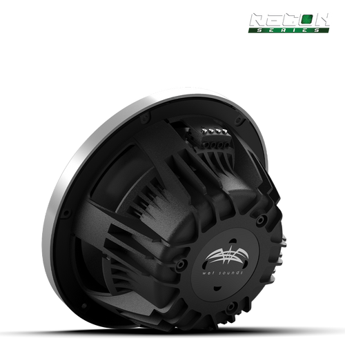 Wet Sounds RECON 10 subwoofer with XS-Silver grille installed under boat seat