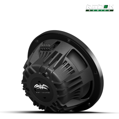 Close-up of RECON 10 FA 4Ω subwoofer with composite cone and black grille detail