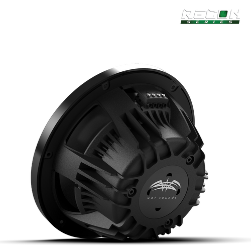 Wet Sounds RECON 10 4Ω subwoofer with XS-Black grille installed under boat seat