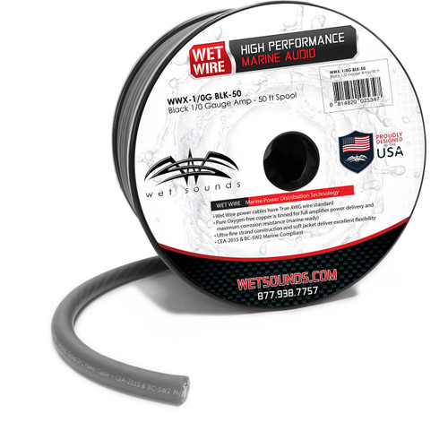 Black Frosted 1/0GA Wet Wire | Black Frost 1/0 Gauge Amp Wire - 50 Ft Spool