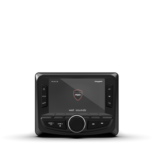 WS-MC-20 | Wet Sounds Compact 2-Zone Media Receiver Source Unit with SiriusXM-Ready® and NMEA 2000 Connectivity Front View