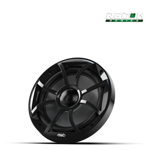 RECON 6.5 inch coaxial speaker front view with black RGB illuminated grille