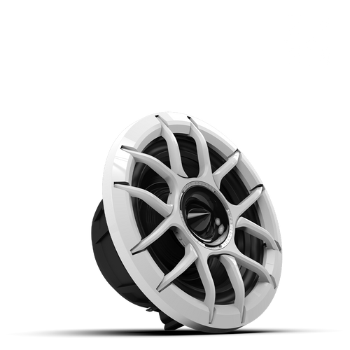 Close up of ZERO 6.5 white speaker with composite cone and horn tweeter