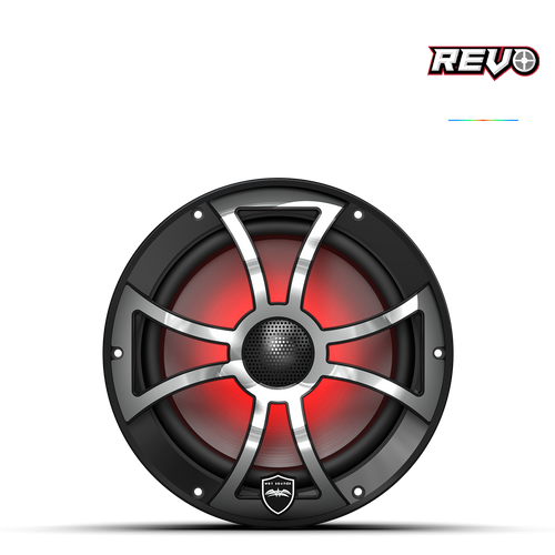 REVO Series 6.5-inch High-Output Component Style Coaxial Speakers w/ XS-Black-Stainless Steel RGB Grilles REVO Series 6.5-inch High-Output Component Style Coaxial Speakers w/ XS-Black-Stainless Steel RGB Grilles