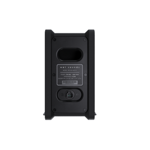 Wet Sounds 6.5 inch ported subwoofer enclosure showing quick connect wiring