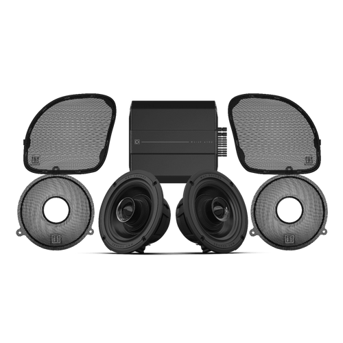 Harley-Davidson Road Glide with Wet Sounds WS-HAR-FSK Front Speaker Kit installed in fairing