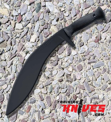 Cold Steel Black Santoprene Kukri Trainer shown with curved black Santoprene kukri-style training blade and integrated handle