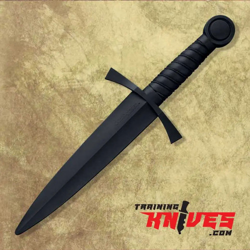 Cold Steel Santoprene Black Medieval Dagger Trainer shown with black Santoprene training blade and matching handle