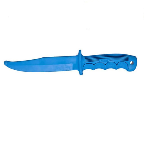 Fab Defense TKN blue rubber commando training knife pointing to the left