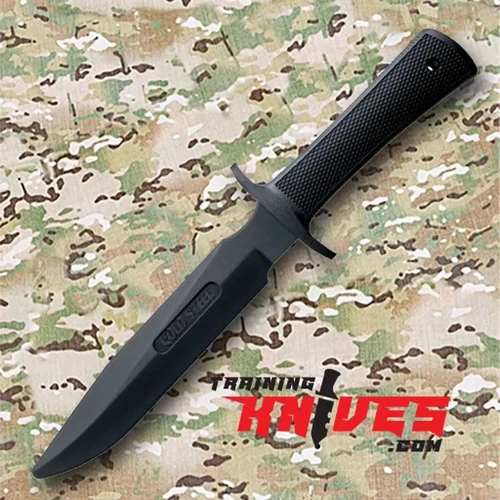 Cold Steel Polymer Military Classic Trainer fully shown with black polymer clip point training blade and polymer handle