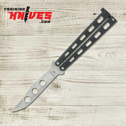 Hero View of Bear & Son Stainless Steel Black Crackle Butterfly Trainer SKU: BC114BTR Hero View of Bear & Son Stainless Steel Black Crackle Butterfly Trainer SKU: BC114BTR