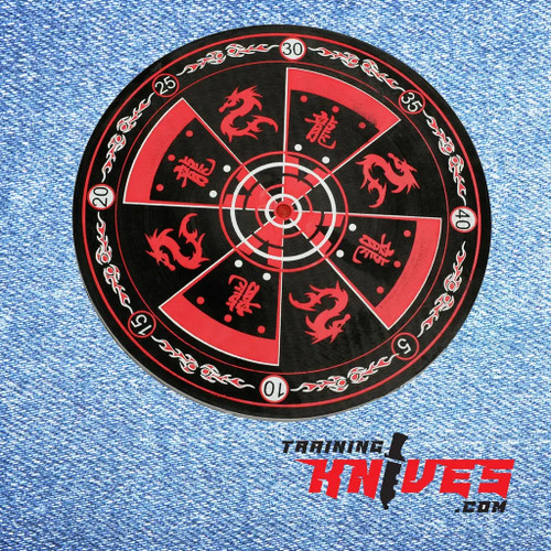 14.6" diameter ninja training target board with dragon design shown full circular face