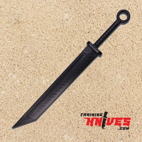 Martial arts polypropylene Chinese war black training tanto sword shown full length