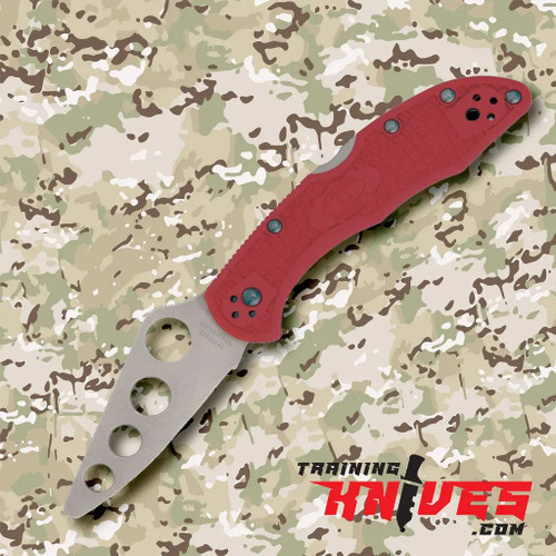 Hero View of the Spyderco Delica 4 Lockback Aus-6 Red FRN Handle Military Folding Trainer SC11TR Hero View of the Spyderco Delica 4 Lockback Aus-6 Red FRN Handle Military Folding Trainer SC11TR