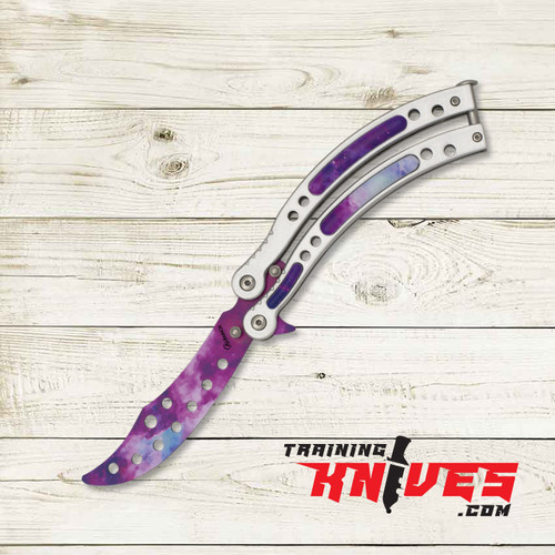 CSGO GALAXY BLACK Practice Knife Balisong Butterfly Tactical Combat Trainer