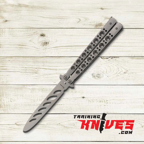 Hero view of Albainox Silver 3Cr13Mov Aluminum Handle Balisong Butterfly Trainer SKU: 02188 Hero view of Albainox Silver 3Cr13Mov Aluminum Handle Balisong Butterfly Trainer SKU: 02188