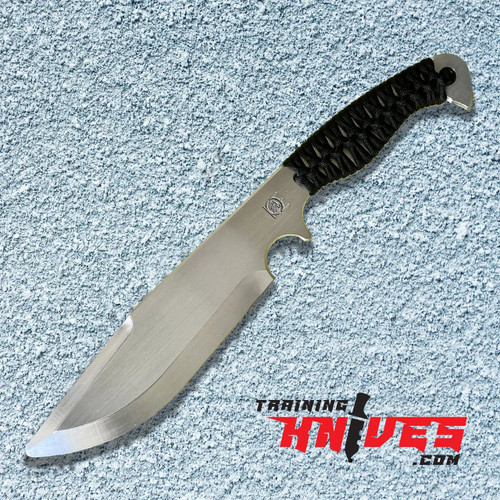 KEK Big Belly Aluminum Black Paracord Bowie Trainer P2 shown in full length view