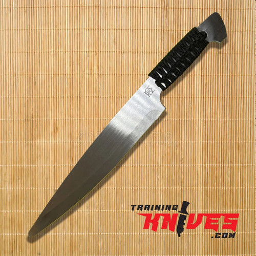 KEK Aluminum Black Paracord Kitchen Knife Trainer shown in full view
