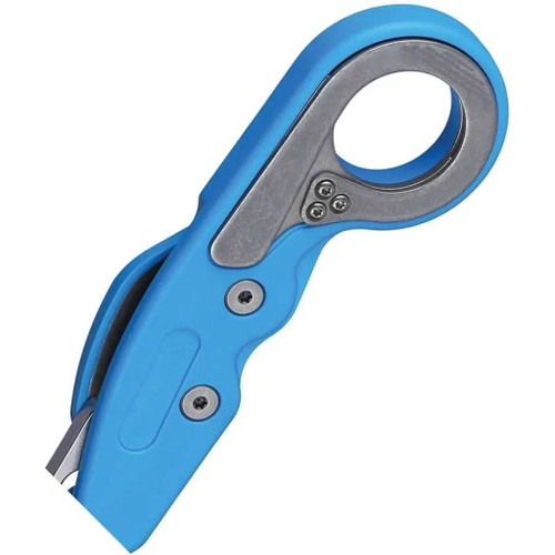 CRKT Provoke Kinematic karambit trainer handle detail with blue Grivory
