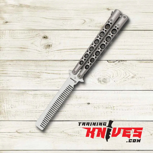 Albainox Silver butterfly comb trainer shown open