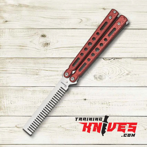 Albainox Rain Red butterfly comb trainer shown open