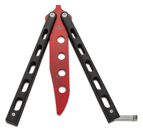 Bear & Son Widow Series 440 Red Butterfly Trainer halfway open