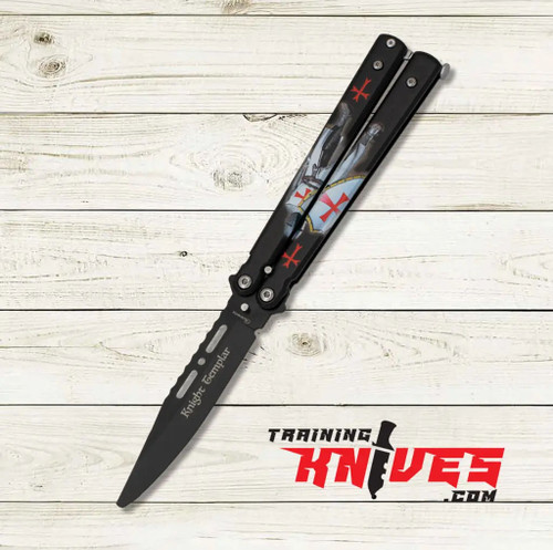 Albainox Templar Knight balisong butterfly trainer fully open