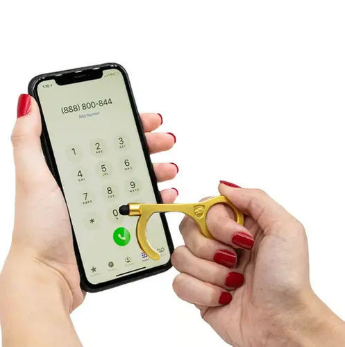 Phone Use of the Guard Dog Gold No Touch Door Opener and Stylus Hand Tool SKU: 3I2-GDNT-GD Phone Use of the Guard Dog Gold No Touch Door Opener and Stylus Hand Tool SKU: 3I2-GDNT-GD