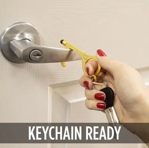 Action View of the Guard Dog Gold No Touch Door Opener and Stylus Hand Tool SKU: 3I2-GDNT-GD Action View of the Guard Dog Gold No Touch Door Opener and Stylus Hand Tool SKU: 3I2-GDNT-GD