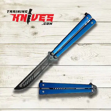 Black Stainless Steel Butterfly Trainer Unsharpened Practice Knife