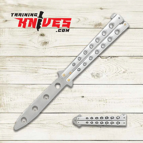Hero View of Black Legion Silver Balisong Butterfly Trainer SKU: BV603 Hero View of Black Legion Silver Balisong Butterfly Trainer SKU: BV603