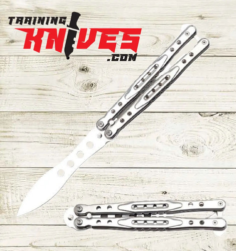 Hero View of the Snake Eye Tactical Silver Balisong Butterfly Training Knife SKU: PK-1333SLSL Hero View of the Snake Eye Tactical Silver Balisong Butterfly Training Knife SKU: PK-1333SLSL