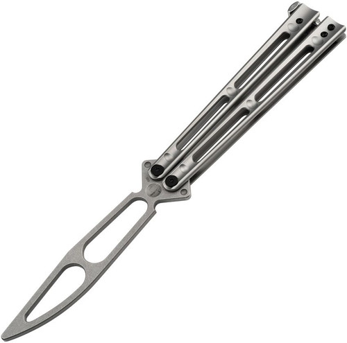 Hero – Böker Papillon 420 Stonewash Balisong Butterfly Trainer with stainless steel handles and unsharpened trainer blade Hero – Böker Papillon 420 Stonewash Balisong Butterfly Trainer with stainless steel handles and unsharpened trainer blade