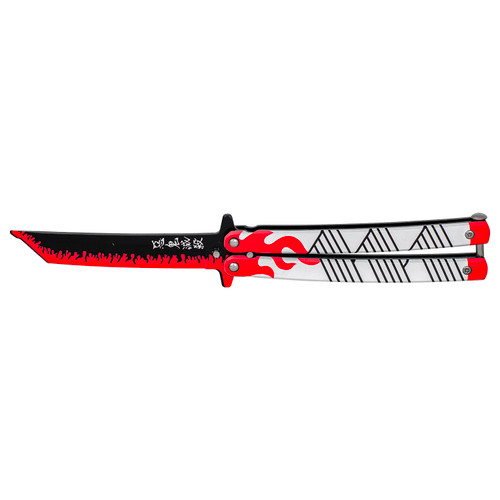 Blood Flame 440 Steel Aluminum Tanto Practice Butterfly Balisong Trainer SKU: KA992 Blood Flame 440 Steel Aluminum Tanto Practice Butterfly Balisong Trainer SKU: KA992
