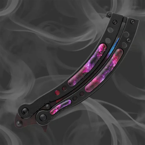 Galaxy butterfly trainer shown closed with stainless steel handles