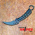Pointing Down View of theMTechUSA Blue Hawkbill Tribal Etched Butterfly Balisong Trainer MT-1169BL