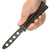 Hand holding Black Legion black titanium balisong butterfly trainer shown open