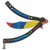 Rainbow Stainless Steel Butterfly Balisong Trainer partially open showing blade and handles