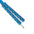 Close-up of Blue 440 Steel Kriss Balisong Butterfly Trainer handle showing latch lock mechanism and textured blue stainless steel construction Close-up of Blue 440 Steel Kriss Balisong Butterfly Trainer handle showing latch lock mechanism and textured blue stainless steel construction