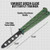 Umiikot Green Glide Balisong Butterfly Trainer fully open with visible measurement lines for blade length, handle length, and overall length