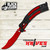 Black Legion red butterfly balisong trainer open showing scimitar style trainer blade