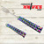 Rainbow 440 Butterfly Balisong Fork shown open with rainbow stainless steel fork trainer while closed handle position is displayed in the same image