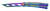 Rainbow 440 Steel Aluminum Tanto Practice Butterfly Balisong Trainer shown fully open horizontally with the rainbow tanto trainer blade and skeletonized aluminum handles visible