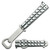 The Bartender Bottle Opener Satin Butterfly Practice Knife shown open with black trainer blade and bottle opener feature visible with the closed version next to it.